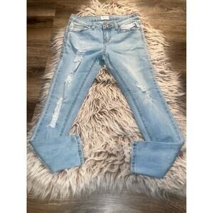 Gogo women’s distressed blue jeans